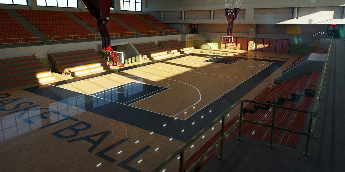 construcción de cancha de baloncesto interior
