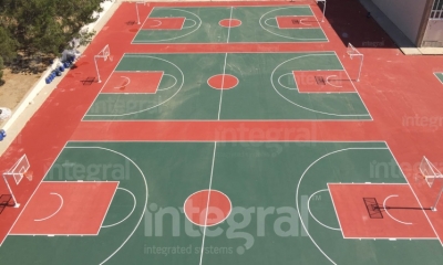 ملعب كرة سلة بارضية الاكريليك للمدرسة الثانوية العسكرية في إزمير مالتيبه